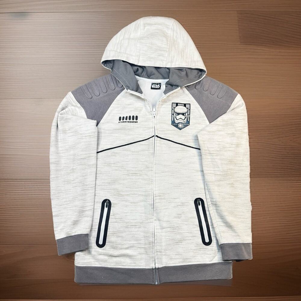 Star Wars Stormtrooper Hoodie Youth L 14/16 Zip Up Gray First Order Costume...